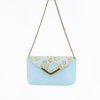 Handtasche Leder "Stickerei" hellblau