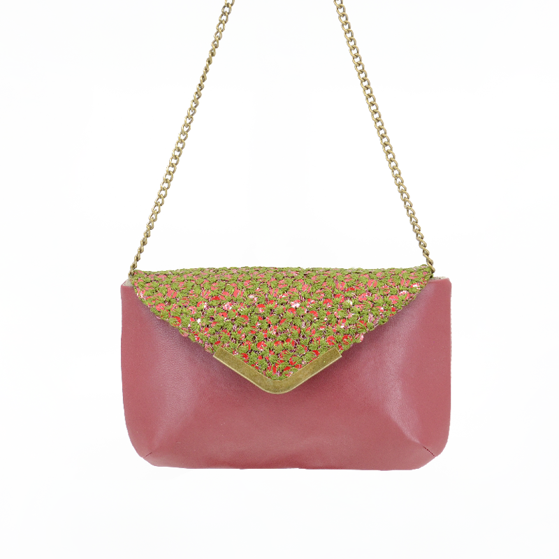 Handtasche Leder "Paillette" rot