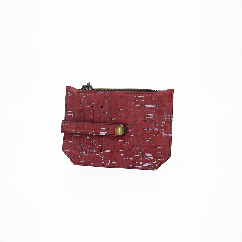 Kartenetui Kork "weinrot metallic" altmessing