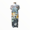 Kleid mit Tulpenärmel „flowers" grau/senf